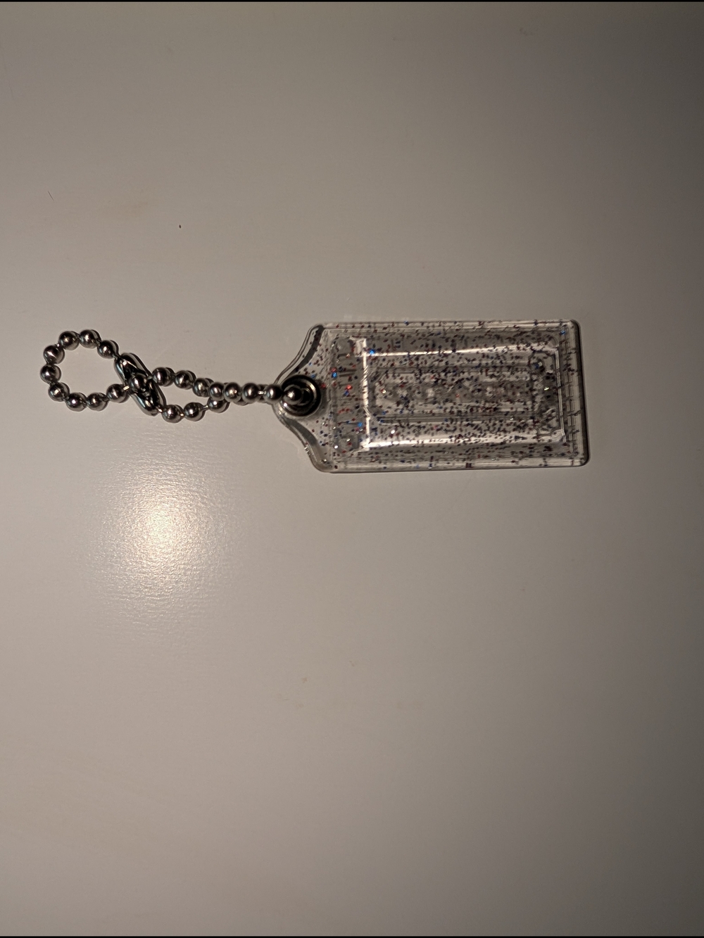 Coach 2" Clear Acrylic Hangtag with Rare Multicolor Embedded Glitter